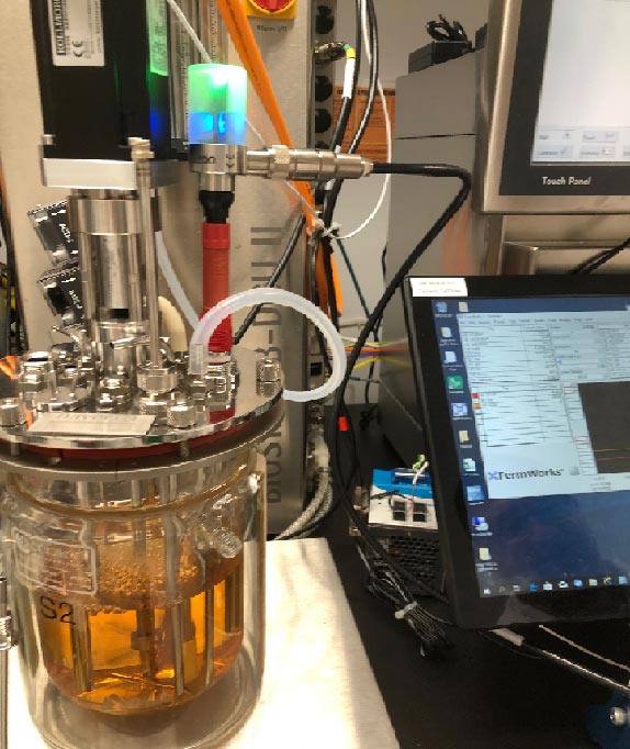 Dissolved CO2 measurement setup with inline co2 sensor at biopharma customer location 